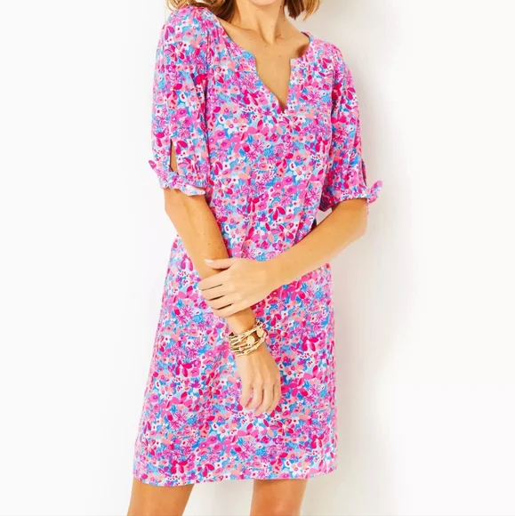 NWT Lilly Pulitzer Easley Short Sleeve Dress Aura Pink Baby Bloomer - Picture 2 of 5